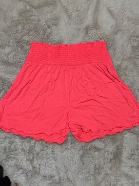 High-Waist Smocked Coral Shorts for Women